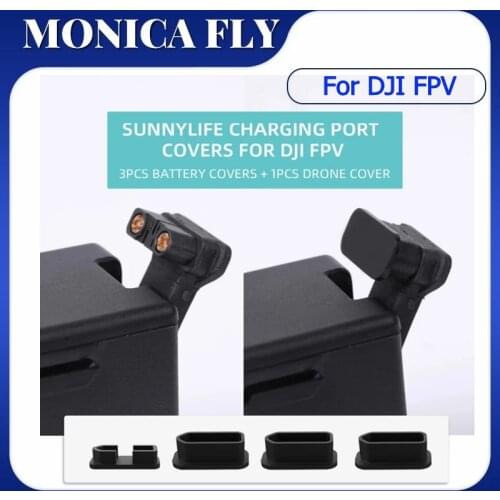 Sunnylife FPV Dron Battery Charging Port Protectors Dustproof Silicone Plug Cover 4Pcs/Set for DJI FPV Drone Accessories
