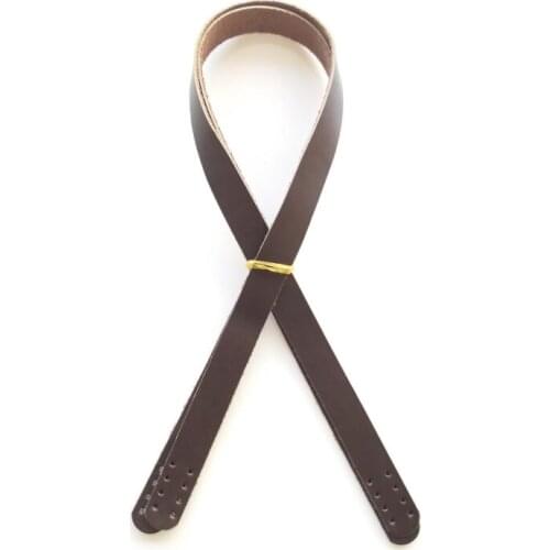 Dark Coffee Color Real Leather 70x2 cm Double Handle