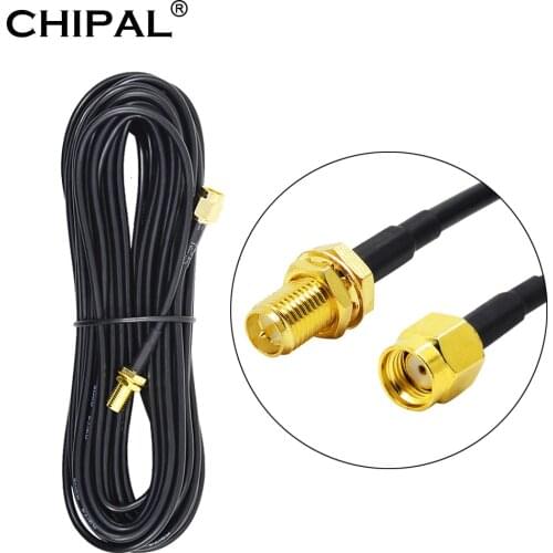 CHIPAL 10M 12M 15M 20M RG174 RP-SMA Extension Cable Male to Female Feeder Wire for Coaxial WiFi LAN Network Card Router Antenna