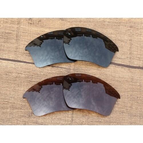 Vonxyz 2 Pairs Stealth Black & Bronze Brown Polycarbonate Replacement Lenses for-Oakley Half Jacket 2.0 XL Frame