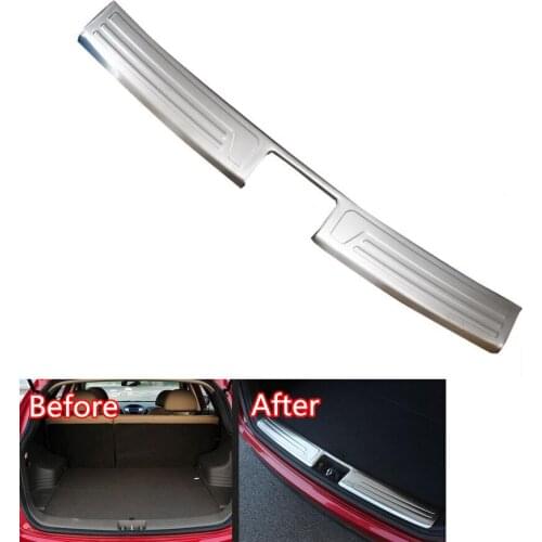 YAQUICKA For Hyundai IX35 2010-2015 Car Rear Bumper Trunk Door Sill Boot Step Protector Plate Cover Trim Styling Stainless Steel