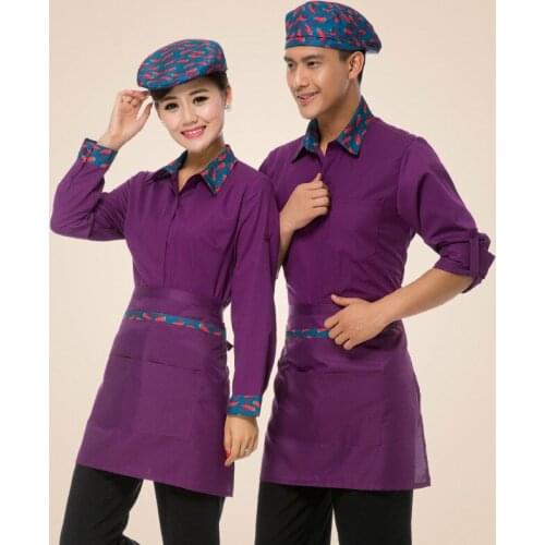 Hotel Overalls Womens Waitress Uniform Jacket Restaurant Teahouse Bar Catering Fashion Waiter Men Long Sleeve Uniforms H2383