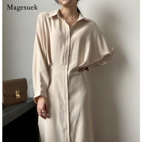 Women Temperament Shirt Dress Single Breasted Dress Elegant French Dresses Spring Autumn Turn-down Collar Vestido Feminino 15820