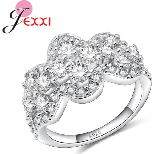 Silver Crown Rings 925 Sterling Silver For Women Crystal Rings Wedding Rings Crystal Zirconia Accessoty lovers Anniversary