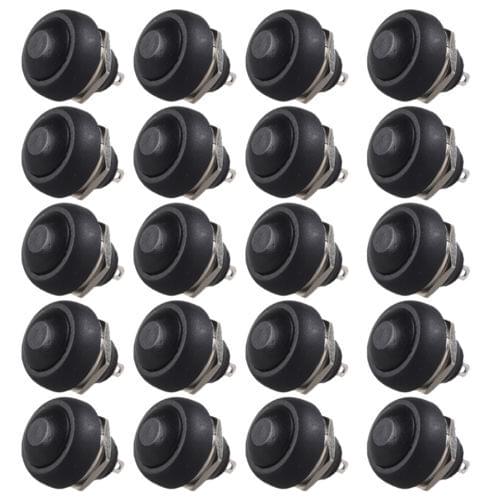 20Pcs Black Mini Round Switch 12mm Waterproof Momentary Push button Switch
