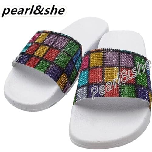 2020 women Rainbow Bling Slippers shoes woman Summer Beach Ladies Slides Flats Shoes Home Women Slipper Outdoor Footwear Sandal