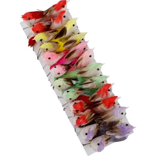24 Pcs Artificial Simulation Foam Birds Mini Ornaments DIY Craft For Wedding Decoration Home Garden Party Accessories