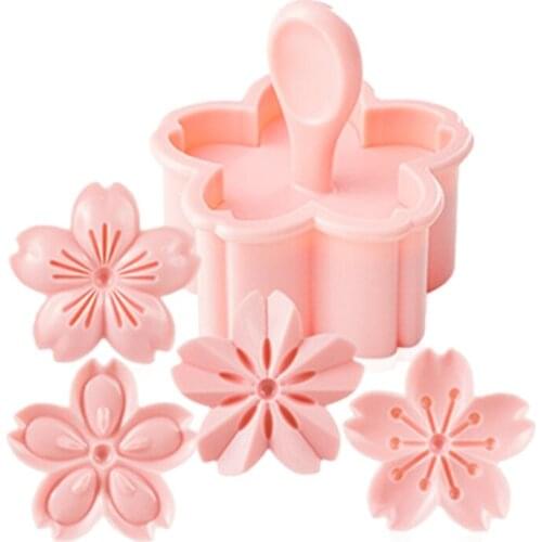 5pcs/set Sakura Cookie Mold Stamp Biscuit Cutter Cherry Blossom Flower DIY Floral Mooncake Mold