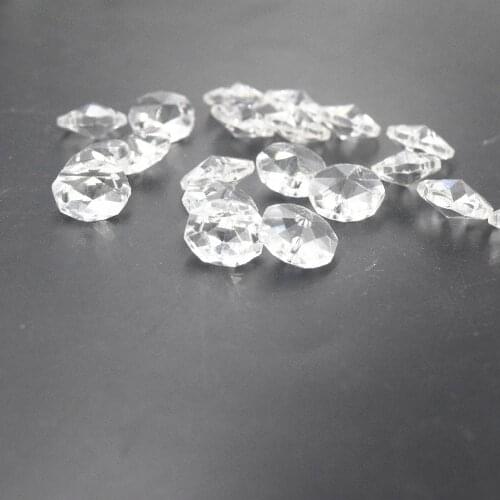 50pcs 14mm crystal glass octagon beads for chandeliers,crystal curtain accessories,lamp suncatcher hanging pendants