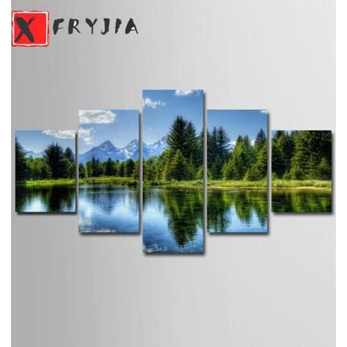 5pcsEmbroidery diamond rhinestone painting Natural landscape reflection in the lake cross stitch diamond mosaic sale new arrival