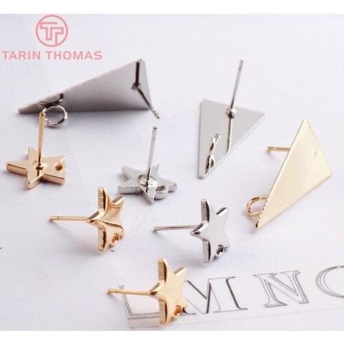 6 PCS 11MM Champagne Gold Color Copper Star With Hole Stud Earrings for Jewelry Making DIY Jewelry Findings