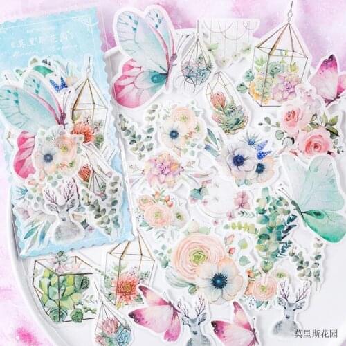 60 pc/lot Creative Kawaii Watercolor Feather Flowers Gilding Paper Sticker Decoration Diy Ablum Diary Scrapbooking Label Sticker
