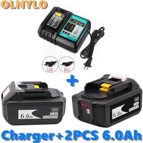BL1860 Rechargeable Battery 18 V 6000mAh Lithium Ion for Makita 18v Battery 6ah BL1840 BL1850 BL1830 BL1860B LXT400+charger