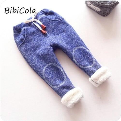 BibiCola winter children sport trousers baby boy girl plus thick velvet pants kids boy warm tracksuit pants girls warm leggings