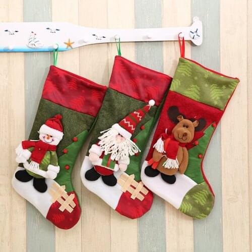 Big long Christmas stocking bag Christmas gift candy bag Christmas ornaments for home Navidad socks Christmas tree ornaments2021