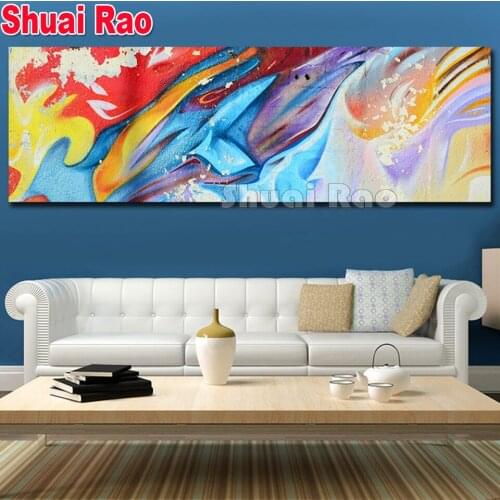 Large Modern Decor Colorful Abstract 5d diy diamond painting Full square round diamond embroidery mosaic Daimant painting Gift
