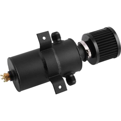 Black High Quality 750ml Baffled Motor Engine Oil Catch Can 3x AN10-10AN for Universal Car