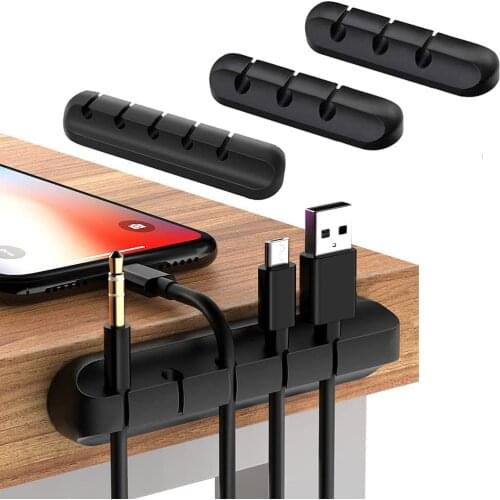 Cable Holder Cord Organizer Silicone Cable Management USB Winder Desktop Tidy Cable Clips for Mouse Headphone Wire Organizer