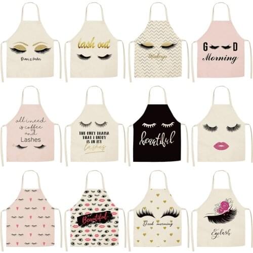 Cotton linen sleeveless apron European and American eyelash creative apron support to figure custom house apron 68x55cm