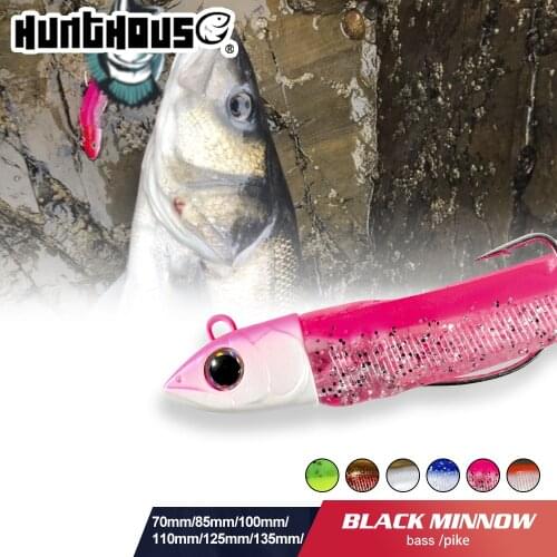 Hunthouse black minnow easy shinner lead jig head soft lure bait pescar leurre for fishing bass 25g 40g 60g 90g 120g new style