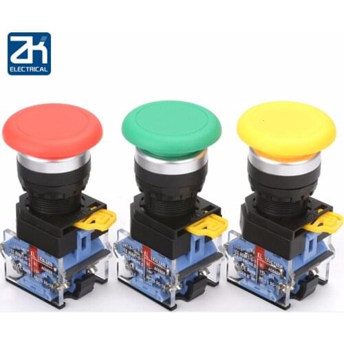 Point Action Since Reset Mushroom Head Button Switch La38-11m Since Lock Power Supply Start-up Control Hole 22mm 1NO/1NC