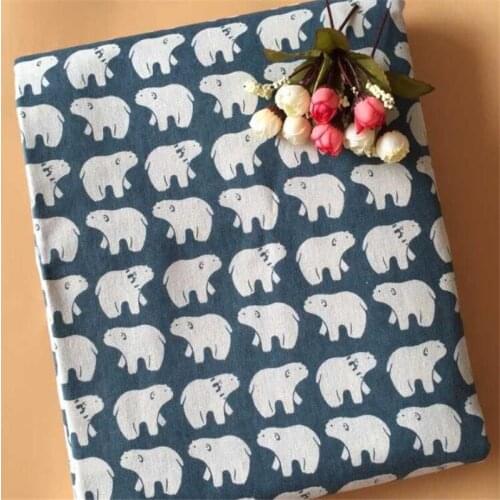Lovely Bear Canvas Fabric Printed Cotton Linen Fabric DIY Patchwork Linen Cotton Fabric Handmade Sewing Crafts Quilting Cloth