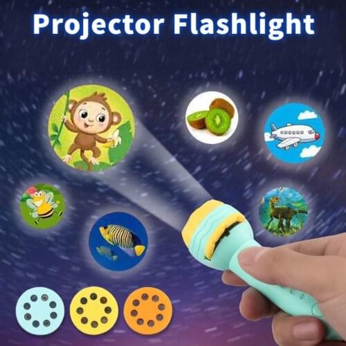 1set Cute Cartoon Night Light Projector Flashlight Kids Sleeping Story Projector Torch Lamp Early Education Toy Birthday Gift