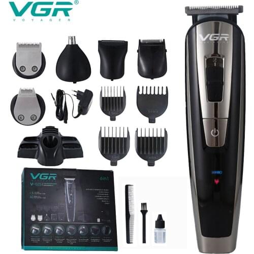 VGR Multifunctional Hair Trimmer Beard Nose Grooming Trimmer Facial Body Hair Clipper Professional Hair Cutting Machine Set