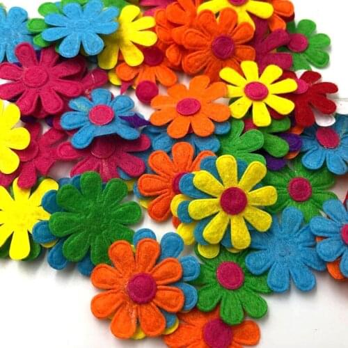 100pcs Mix Color Padded Felt Appliques Craft Kids Doll Lots