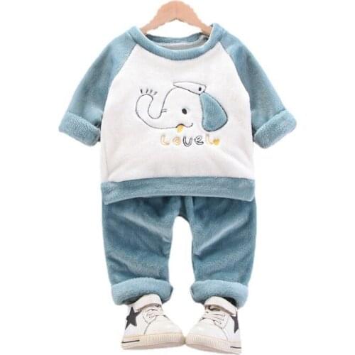 New Winter Baby Girl Clothes Suit Children Pajamas Boy Fashion Warm T-Shirt Pants 2Pcs/Set Toddler Casual Costume Kids Sleepwear