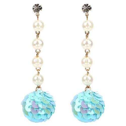 New Sequins Earrings Sequins Ball With Pearl Dangle Earrings Shiny For Women Birthday Gift