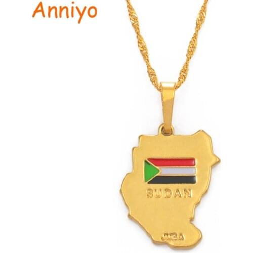 Anniyo Original Sudan Pendant Necklaces Gold Color Sudan Map Jewelry African Map #002210