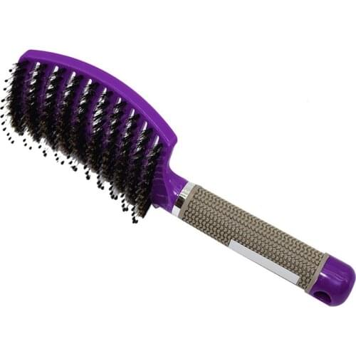 Hairdressing Comb Curved Boar Bristles Smooth Hair Curling Comb Styling Comb Straight Hair Massage Comb