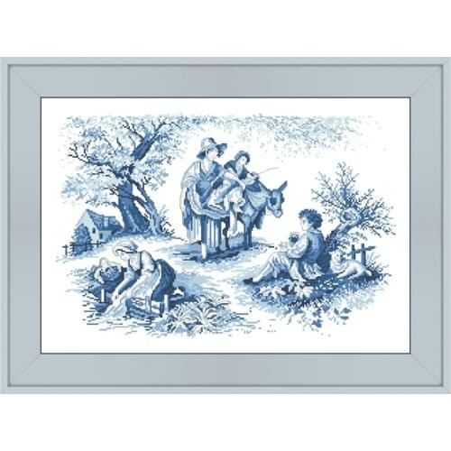 Travelling cross stitch package people simple design 18ct 14ct 11ct cloth cotton thread embroidery DIY handmade needlework