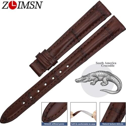 ZLIMSN Women Clock Watches Genuine Crocodile Leather Watchbands Strap 12mm-24mm Suitable For OMEGA Longines Watch Band Bracelets