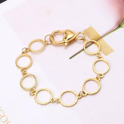 DIY Metal Blank Frame Chain Bracelet Round Heart Bezel Setting UV Resin Jewelry N2UE