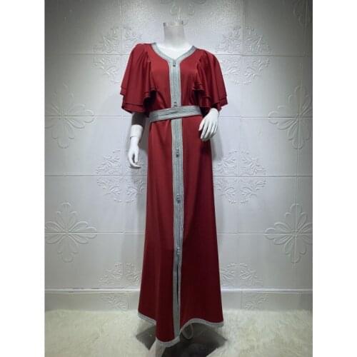 Women Dresses Summer 2021 Muslim Robe African Clothing Arabian Lotus Leaf Sleeve Long Skirt Dubai Casual Loose Evening Dresses