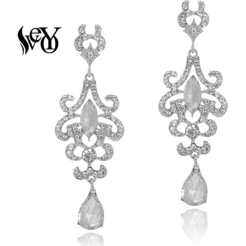 VEYO Vintage Luxury Rhinestone Drop Crystal Earrings for Women 3 Colour Fashion Jewelry Gift