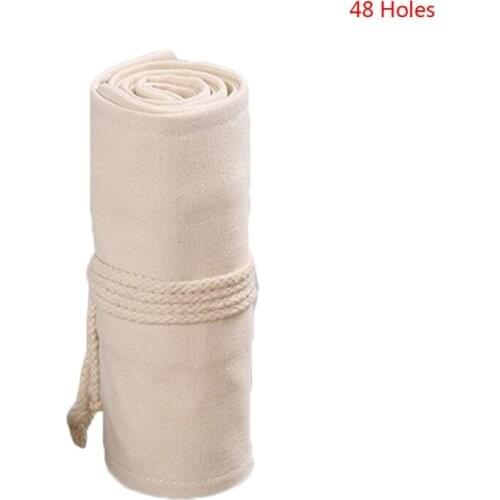 12/24/36/48/72 Holes Canvas Roll Up Pen Curtain Pencil Bag Case Makeup Wrap Holder Storage Pouch