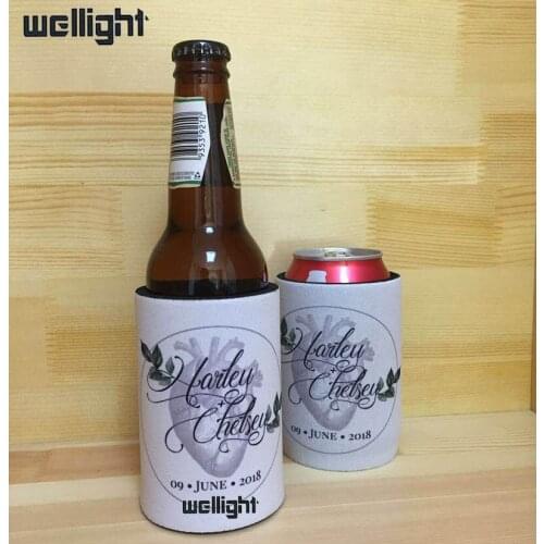 140pcs White Neoprene Stubby Holders Custom Logo Printing Beer Cooler Bags Insulated Beer Bottle Sleeve Cover For Wedding Gifts
