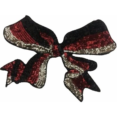 2 Pieces/lot Bow Motif Patches Iron on Clothes T-shirt Stickers 20 x 15 cm DIY Sewing Accessories Garment Sequined Applique