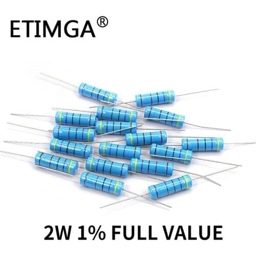 20PCS/LOT 2W 1% Metal film resistor 0.1R 0.12R 0.15R 0.18R 0.22R 0.24R 0.27R 0.3R 0.33R 0.36R 0.39R 0.43R 0.47R 0.5R 0.56R 1