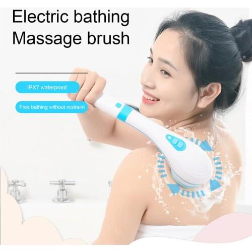 5 In 1 Electric Bath Shower Brush Handheld Massage Body Brush Back Clean Long Handle Exfoliation Clean Scrub Brushes