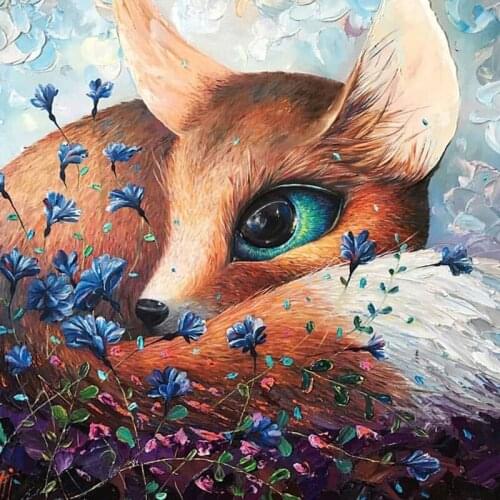 Diamond Painting With Square Stones Animals Pictures With Rhinestones New Diamond Embroidery Picture Beading Fox Beadwork