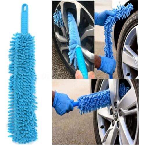 Long Soft Flexible Microfiber Double Cleaning Brush Car Wash Tool Wheel Cleaner