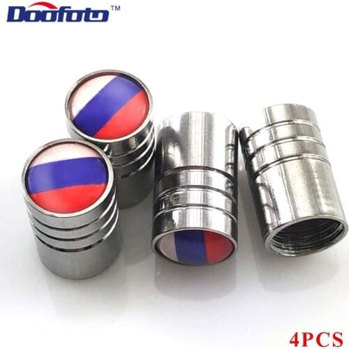 Doofoto 4x Wheel Tire Valve Caps Car Sticker Flag Air Tyre Stem Cover Exterior Accessories For Renault Honda Nissan SAAB AMG