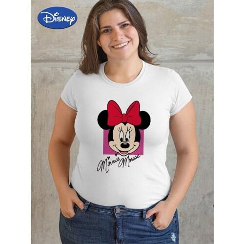 Disney Plus Size T Shirt Minnie Signature Edition Fashion European Family Look Funny Instagram Clothes Short Sleeve Tshirt Femme