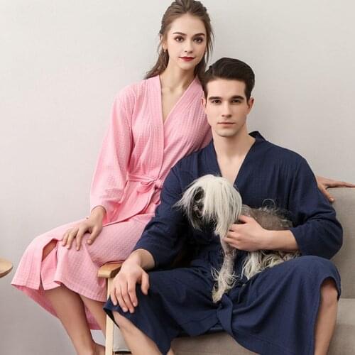 Bathrobe female skin waffle couple nightgown men and robe women fashion bathrobes absorbent New pajamas
