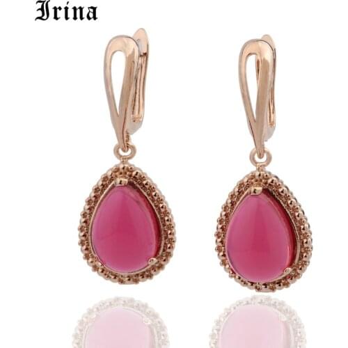 Irina 5 Color Classic Water Drop Glass Stone Beads Crystal Pendant Dangler Dangle Earring Women Jewelry Decoration