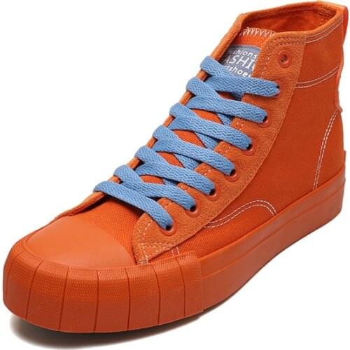Orange Round Toe Women Canvas Shoes Summer Rome Lace Up Female Casual Flat Shoes Rubber Flat Sneakers
